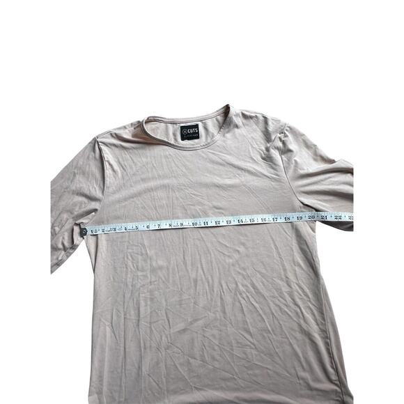 CUTS Long Sleeve Crew Curve-Hem Tee Shirt Sandstone Men’s Size Large - Picture 5 of 6